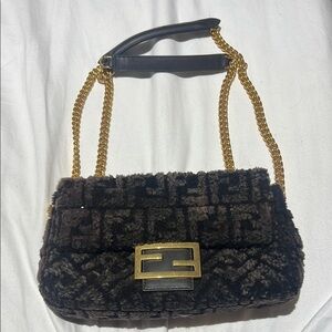 Fendi Brown and Gold Shoulder Bag with Luxurious Quilted Design